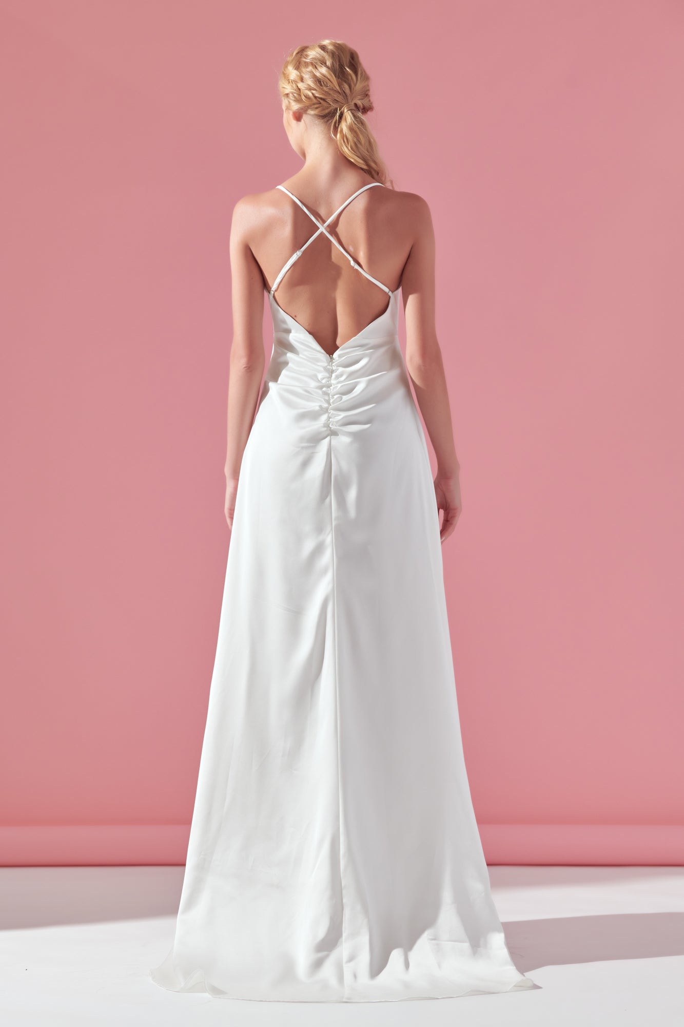 COWL NECK SATIN BRIDAL DRESS